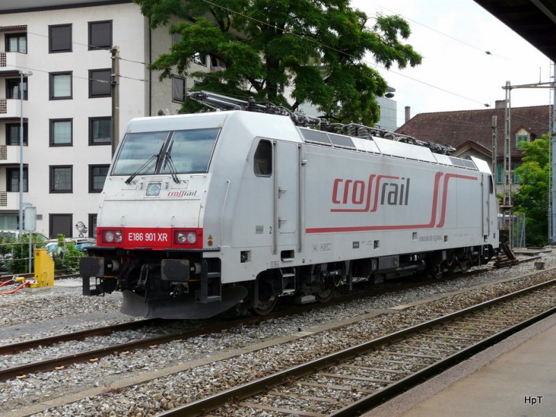Crossrail - Lok E 186 901 XR abgestellt im Bahnhof Thun am 20.06.2009