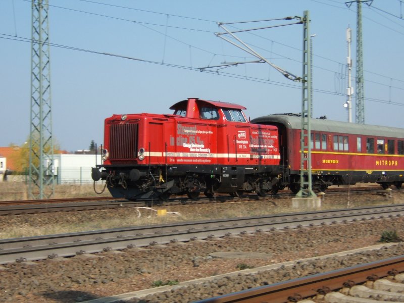 Da kam Freude auf,als am 1.4.2007 213 334 Lok  Marion  mit einem Sonderzug,Richtung Leipzig,durch den BF Wittenberg fuhr.