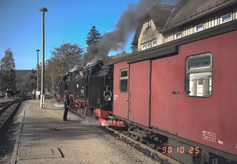 Dampf in Elend auf der Harzquerbahn, Oktober 1990