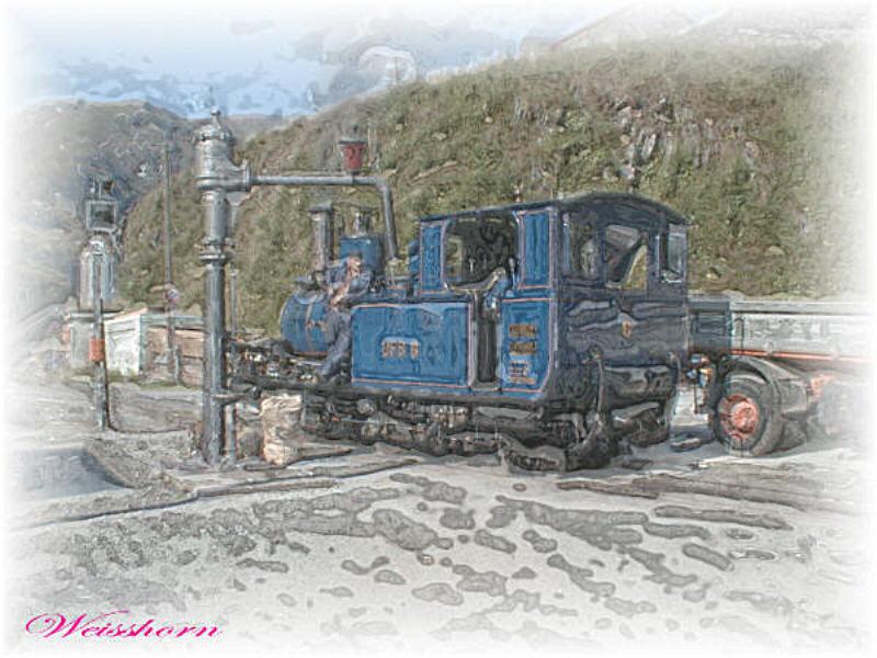 Dampfbahn Furka Bergstrecke, Lok  Weisshorn  in Realp