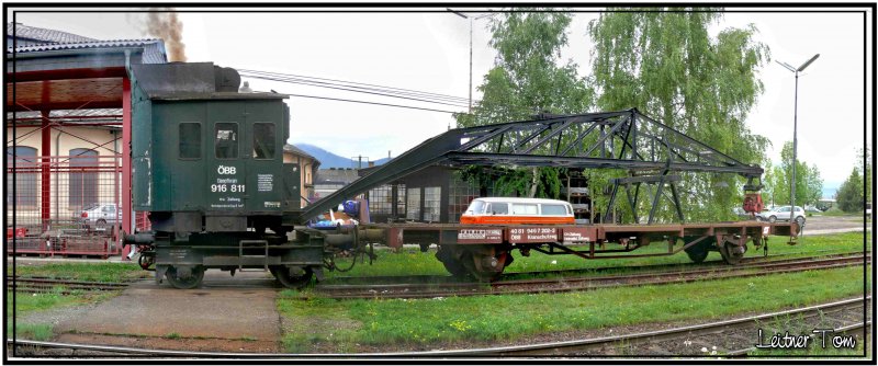 Dampfkran 916 811 im Eisenbahnmuseum Knittelfeld anlsslich des Andampfens 2007 am 19.05.2007