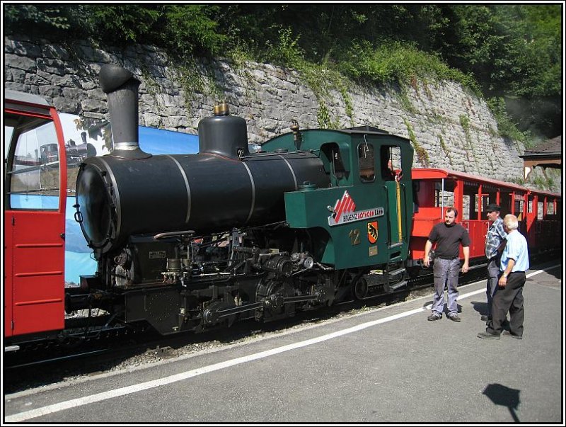 Dampflok 12 der Rothornbahn, aufgenommen am 25.07.2008 in der Talstation in Brienz.