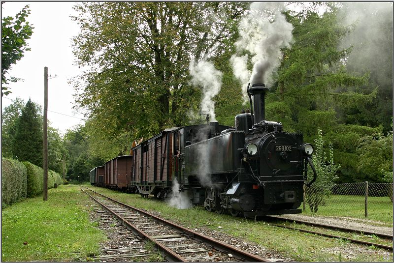 Dampflok 298.102 (Bj 1888 lteste betriebsfhige Schmalspurdampflok sterreichs) fhrt anlsslich des Jubilums 120 Jahre Steyrtalbahn von Steyr nach Grnburg. Pergern 06.09.2009