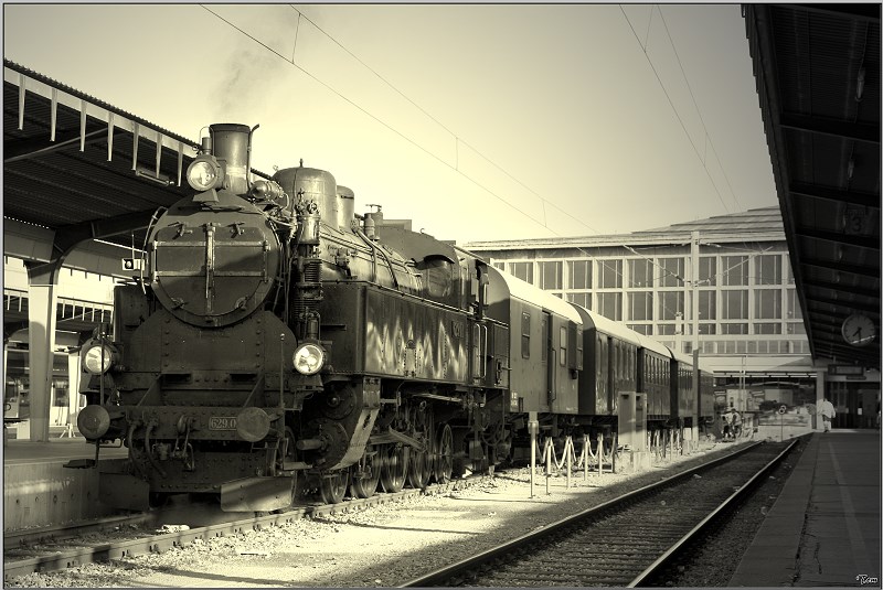 Dampflok 629.01 fhrt mit SDZ 16258 von Wien Sd Ostseite nach Aggsbach-Markt in der Wachau. 
Wien 19.04.2009
