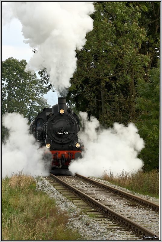 Dampflok 657.2770 fhrt mit einem Sonderzug von Timelkam nach Ampflwang. 4.10.2008
