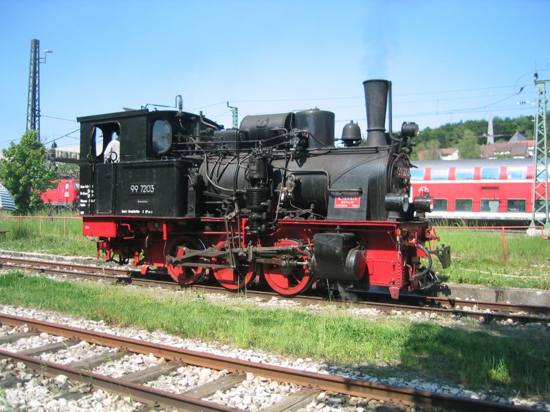 Dampflok 99 7203 des Albbhnles beim Umsetzen im Bahnhof Amstetten