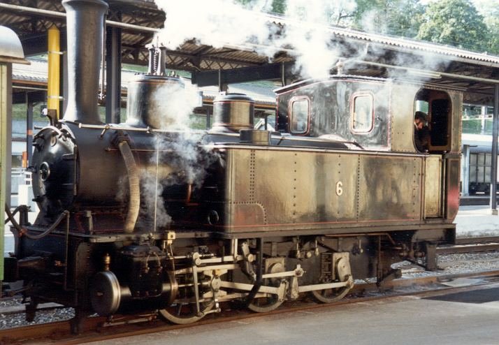 Dampflok G 3/3 6  der Touristikbahn Bloney Chamby im Sept.1990