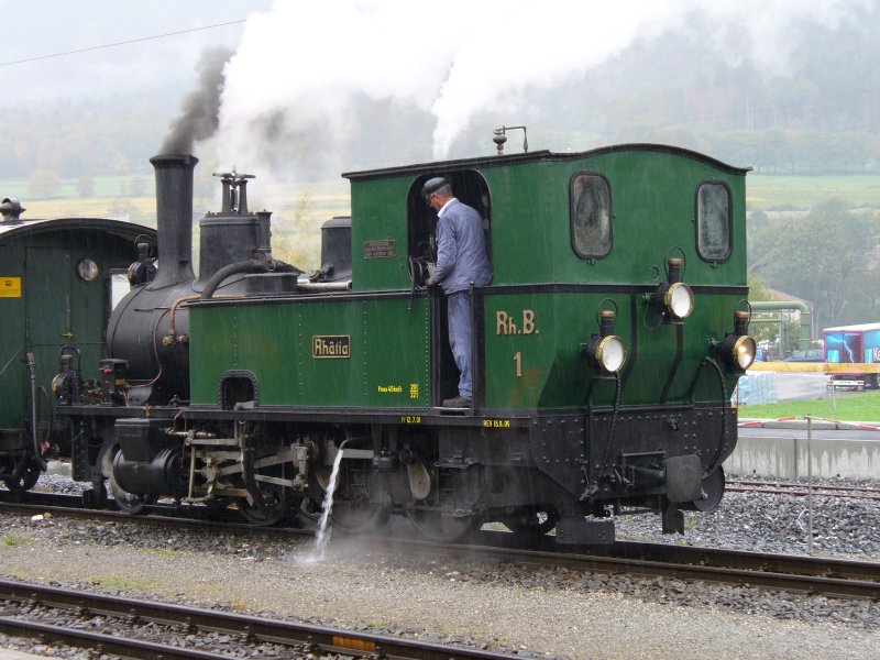 Dampflok G 3/4  1 bei Rangierarbeiten im Bahnhof von Untervaz anlsslich des Dampflokfest am 29.10.2006