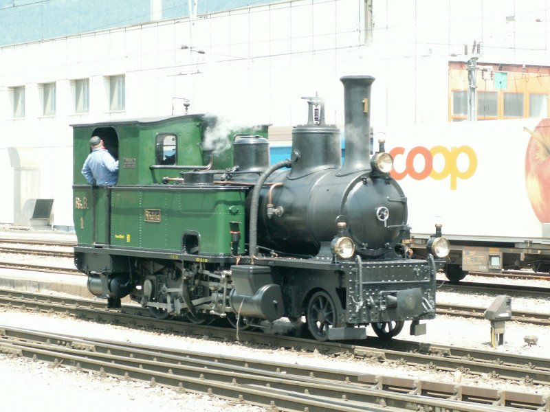 Dampflok G 3/4  Rhtia  Nr.1(SLM 1889) beim rangieren in Landquart.09.06.07