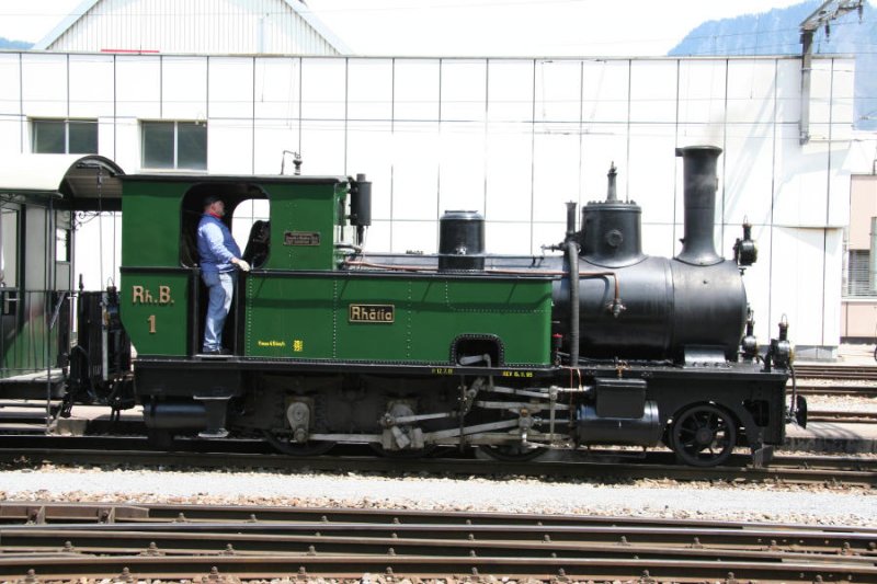 Dampflok Nr. 1  Rhtia  am 9.6.2007 in Landquart