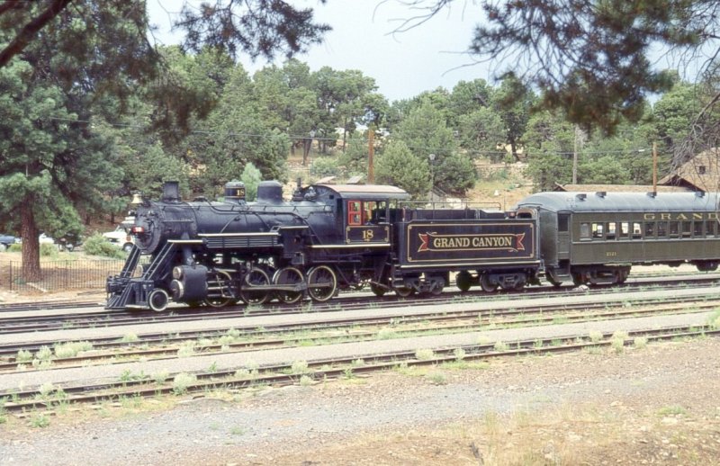 Dampflok Nr. 18 der Grand Canyon Railroad im Grand Canyon Nationalpark Arizona im August 92