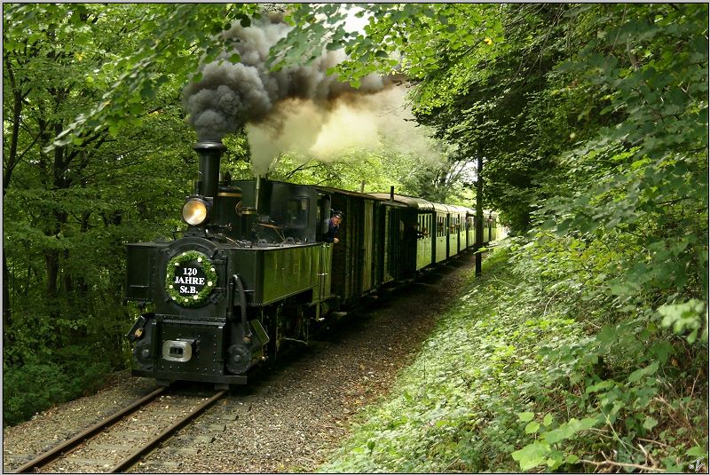 Dampflok Nr.6  Klaus  fhrt anlsslich des Jubilums 120 Jahre Steyrtalbahn von Steyr nach Grnburg. 
Steyr 06.09.2009