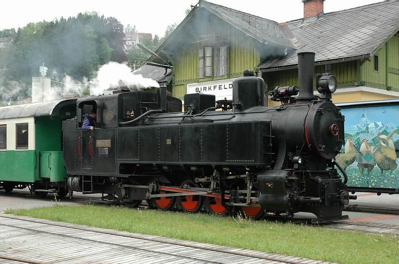 Dampflokomotive Mh 101 der Feistritztalbahn am 19.5.2005 in Birkfeld (Stmk.)