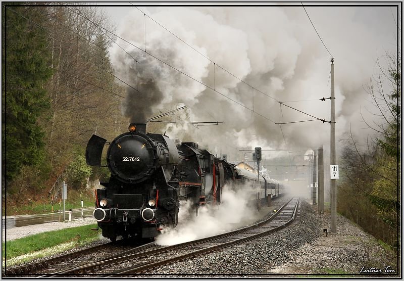 Dampfloks 50.1171 + 52.7612 mit IGE Sonderzug ins Gesuse. Gstatterboden 19.04.2008