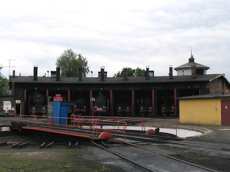 Dampfloks in Bahnbetriebswerke in Wolsztyn am 10-07-2007.