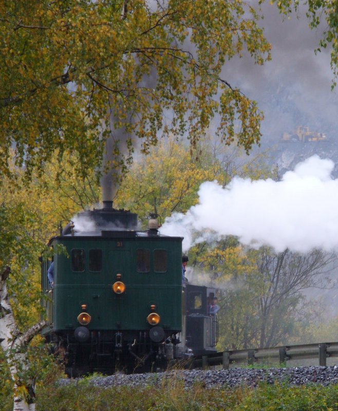 Dampftriebwagen CZm 1/2  31  Anlsslich des Dampflokfestes bei der RhB in Untervaz am 29.10.2006