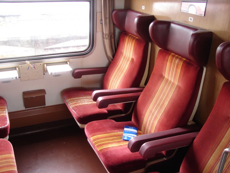 Das Abteil eines EuroCity von Prag nach Budapest. Aufgenommen am 23.10.2007
