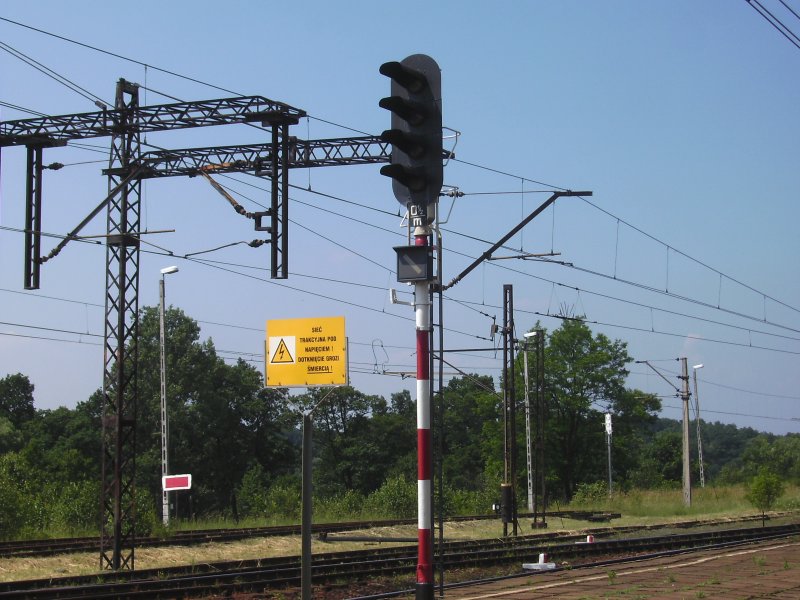Das Ausfahrtssignal richtung Kedzierzyn kozle vom Bahnhof Rudziniec.