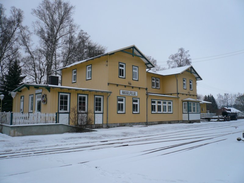Das Bahnhofsgebude Hasselfelde am 2.2.2009