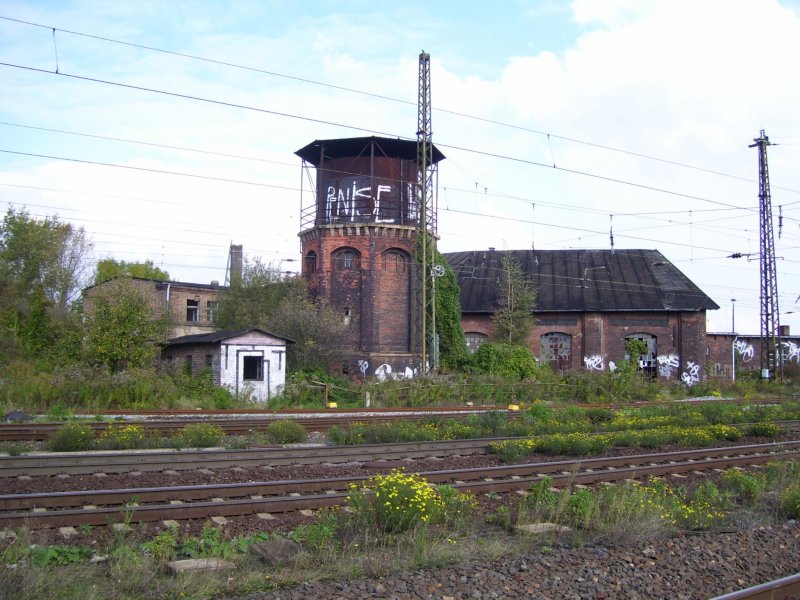 Das ehemalige Bw Naumburg (Saale) mit seinem Wasserturm; 07.10.2007