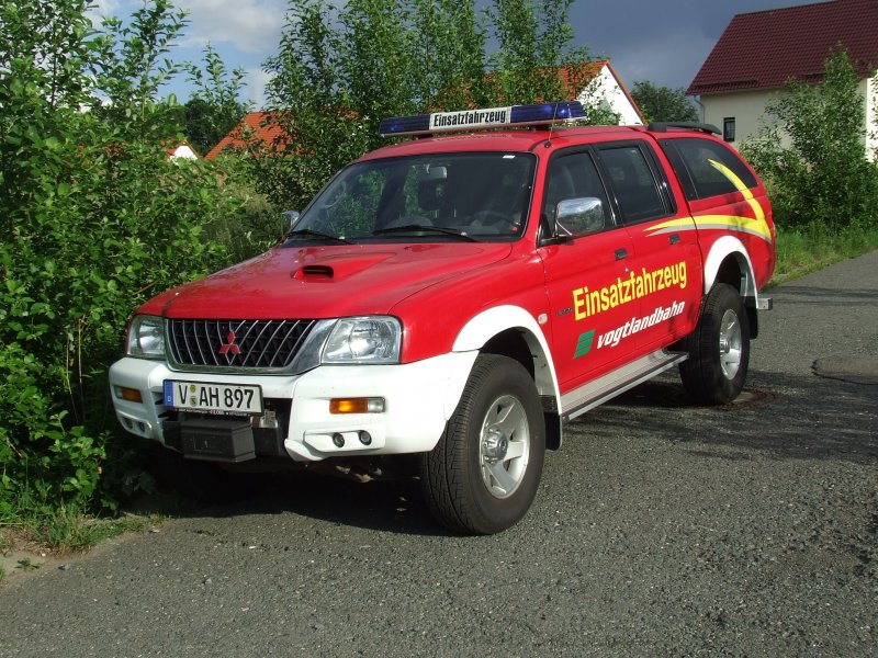 Das Einsatzfahrzeug der Vogtlandbahn. Ein Mitsubishi L200.Aufgenommen am 27.05.07.
