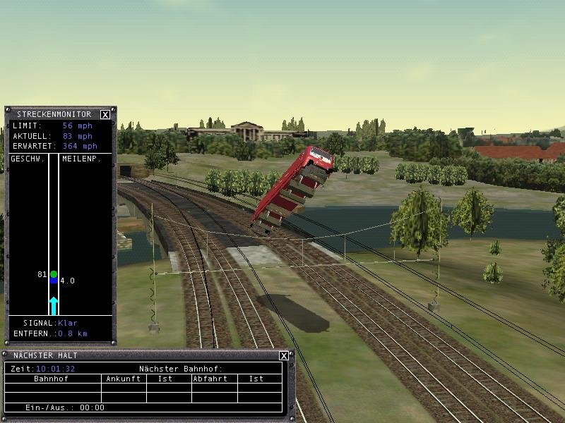 Das ist kurios: meine 120er fuhr viel zu schnell und entgleiste total unrealistisch vor der langen Kurve in Vorfeld des Bahnhof Stuttgart-Bad Cannstadt. Das kam dabei raus...