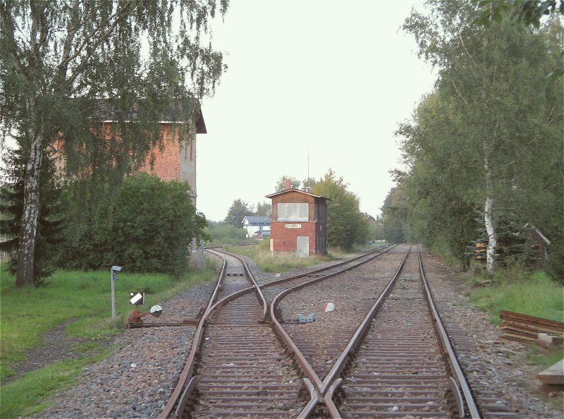 Das Verbindungsgleis zwischen der ehemaligen Scheibenberg des Zwnitzer Bahnhofs und der Chemnitzer Seite, Heute dient es nur noch der Zufuhr von Trafos zum Umspannwerkes Khnheide, 13.09.07
