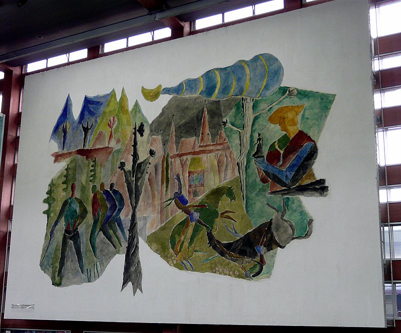 Das zweite Wandgemlde von Max Weiler im Bahnhofsgebude von Innsbruck. Die beiden Fresken entstanden 1954 und sorgten damals wegen der abstrahierenden Darstellung der Innsbrucker Geschichte und Gegenwart fr einen Skandal. 08.03.08 