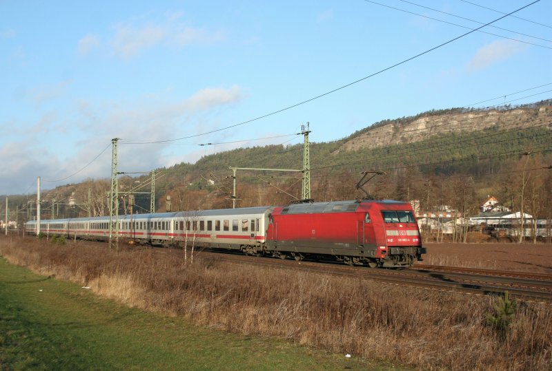 DB 101 083-4 mit IC am 22.1.2009 bei Wutha (Strecke: Eisenach-Gotha).