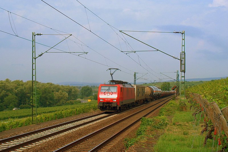 DB 189 020-1 mit einem gemischten Gterzug Richtung Wiesbaden, bei Erbach (Rheingau); 27.06.2009