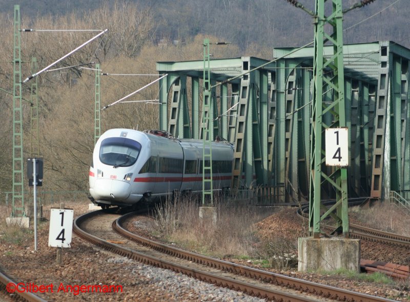 DB 411 1127 am 15.03.2008 in Groheringen.
Strecke: Naumburg - Jena