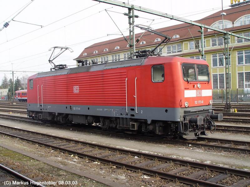 DB BR 112 173-0 am 08.03.2003 in Singen (Htw)