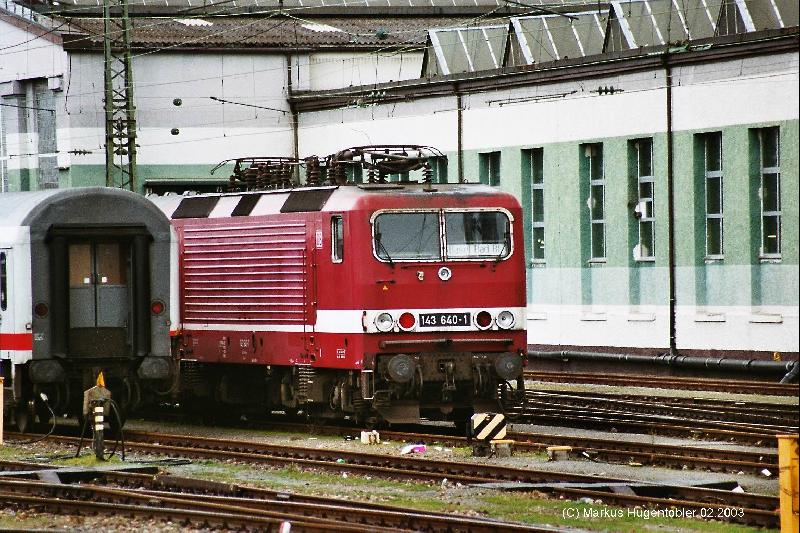 DB BR 143 640-1 abgestellt am 02.01.2003 in Basel Bad Bf