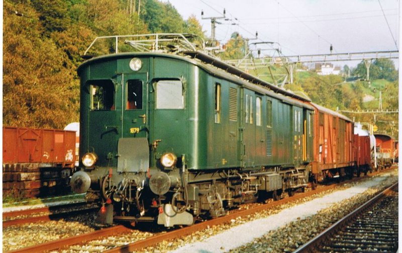 De 4/4 1669 vor Gterzug mit BT-Sputnik am Zugschluss am Triebwagentreffen in Bauma im Oktober 2006. Hinweis: Gescanntes Foto.