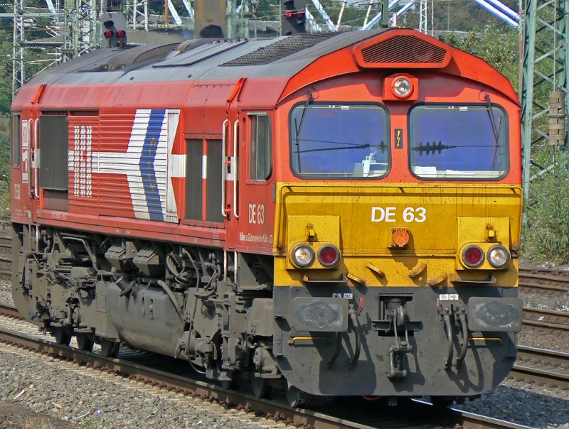 DE63 der HGK als Lz. , aufgenommen am 10.08.09 in Kln West