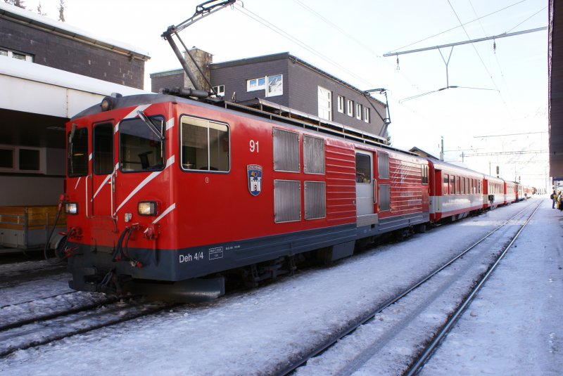 Deh 4/4 II 91 am 28.12.07 in Andermatt.