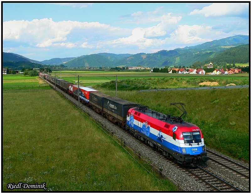 Den 40505 nach Villach bespannte heute die 1116 108  Kroatien  die ich kurz nach St.Lorenzen auf meiner Speicherkarte abspeichern konnte. 21.06.2008