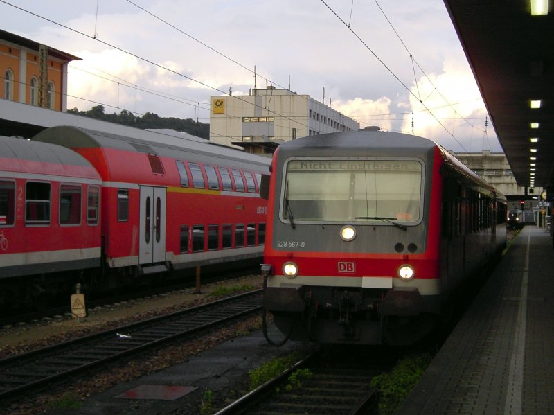 Der 628 567 am 08.08.2008 in Passau Hbf. 