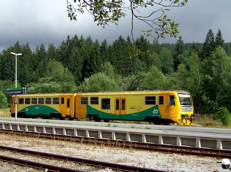 Der 814 014 am 08.08.2008 in Bayerisch Eisenstein. 