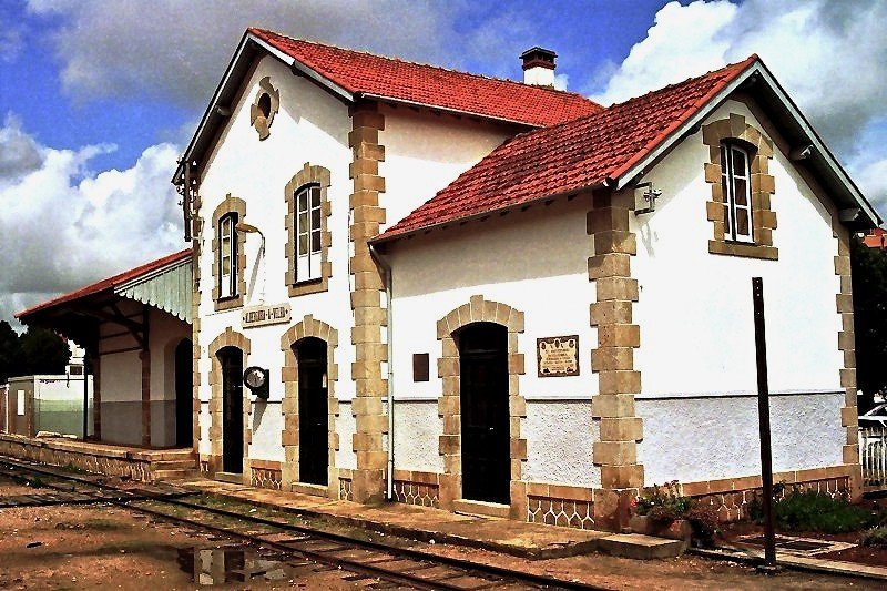 Der Bahnhof von Albergaria-a-Velha (12. Mai 2009). Leider machen nicht alle Bahnhfe an der Strecke einen so einladenden Eindruck. - Negativ-Scan -