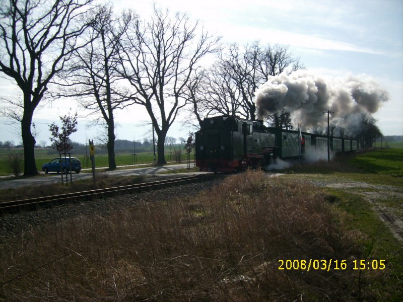 Der erste berfhrungszug der PRESS am 16.03.2008 auf den Weg nach Ghren, hier kurz vor dem Betriebsbahnhof Posewald Kreuzung.