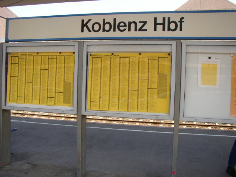 Der Fahrplan des Koblenzer Hauptbahnhof!!! 06.08.07