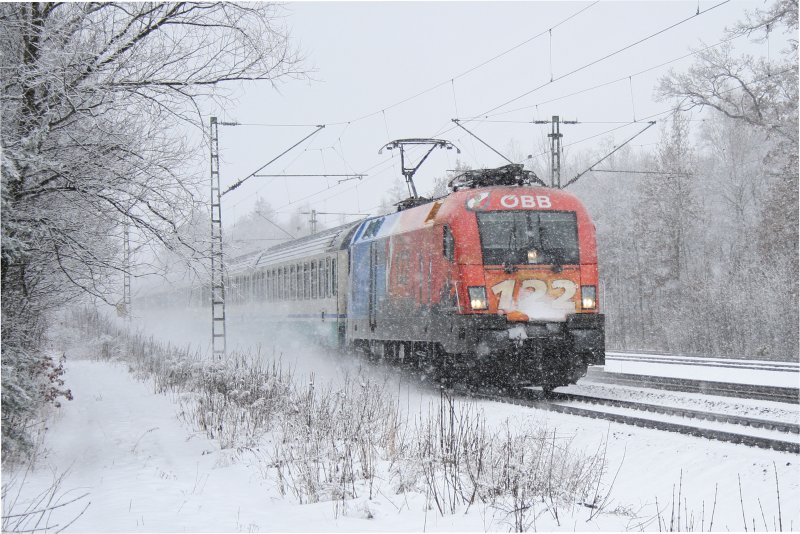 Der Feuerwehr Taurus 1116 250 mit EC 85 am 24.02.2009 im winterlichen Haar (bei M�nchen).