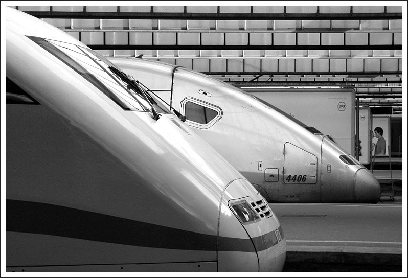Der ICE ist steiler - 

ICE und TGV im Stuttgarter Hauptbahnhof.

18.03.2009 (M)