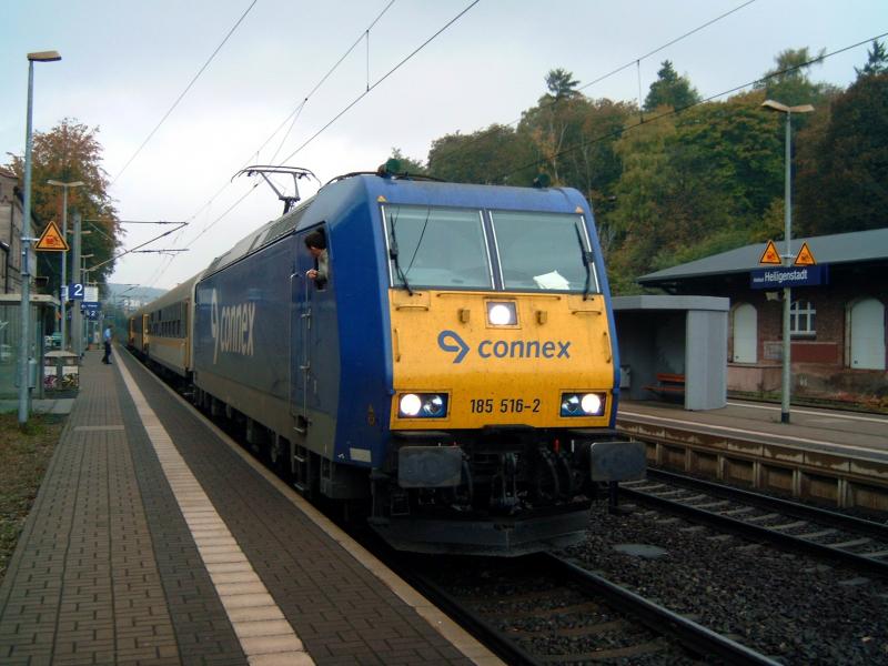 Der Interconnex auf seiner vorerst letzten Fahrt von Neuss nach Rostock im Bhf. Heiligenstadt
