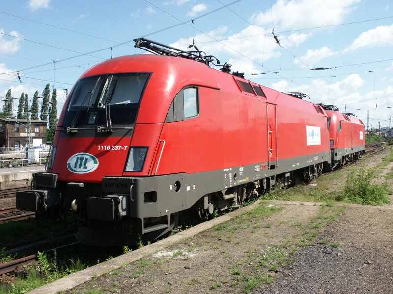 Der ITL Taurus 1116 237-7 steht am 08.07.2007 am Bhf Dresden Neustadt.
