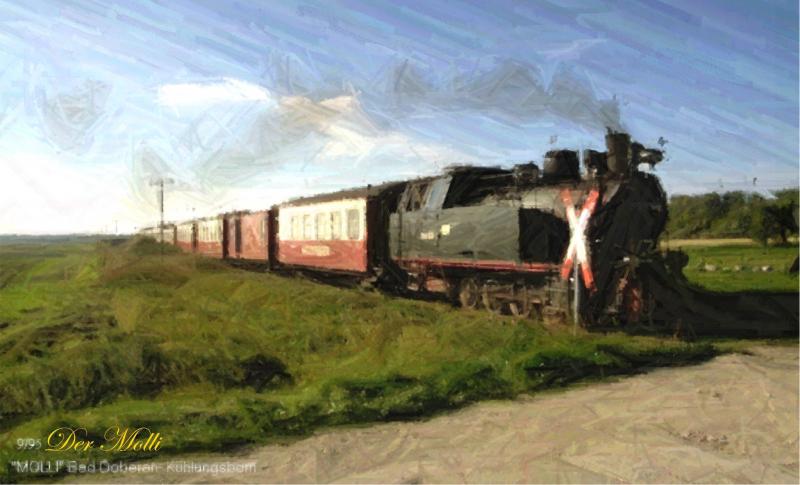 Der  Molli  nahe dem Haltepunkt  Steilkste 