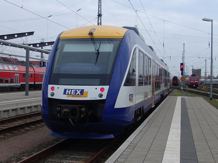 Der neue Harz-Elbe-Express beim Rangieren im Rostocker Hbf.Aufgenommen am 12.11.05
