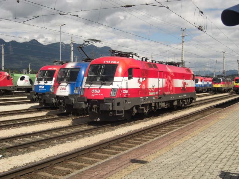 Der sterreich-Taurus 1116 005 aufgenommen whrend der Lok-Parade
am 24. August 2008 in Wrgl. Anlsslich der 150 Jahrfeier
 Eisenbahn in Tirol .