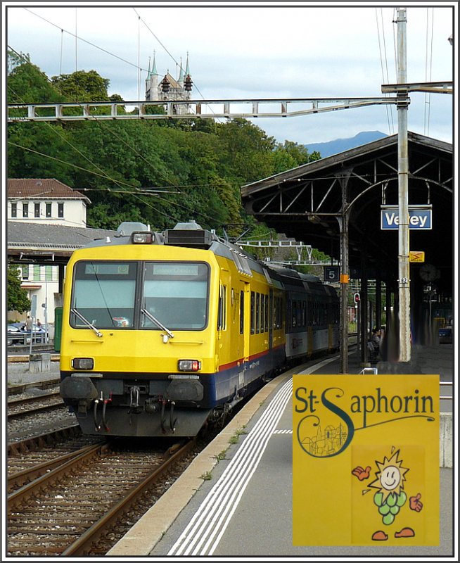 Der  Train des Vignes  mit Seitenansicht fotografiert am 02.08.08 in Vevey. (Hans)